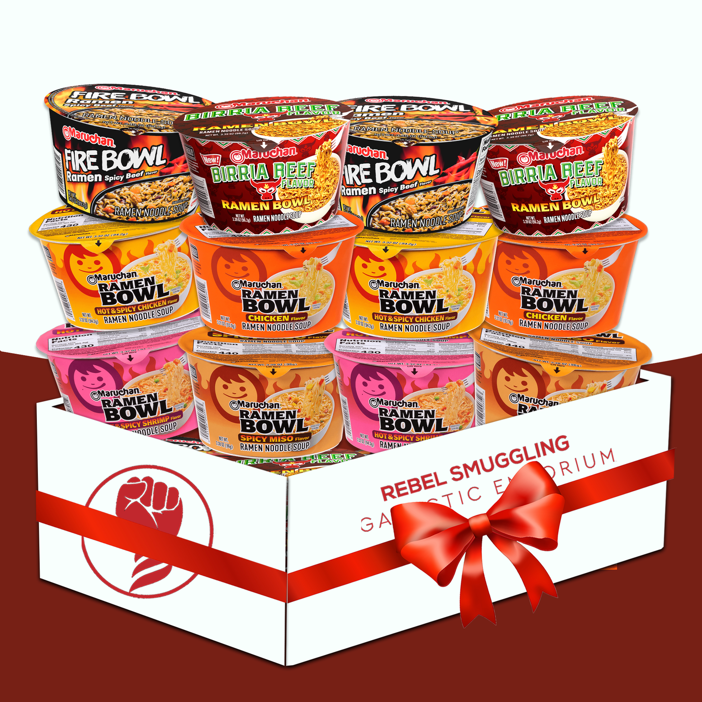Ramen Noodles Cup Variety 12 Pack- Includes 2 Bowls Each of 6 Flavors- Birria Beef, Flaming Beef, Chicken, Spicy Miso Chicken, Hot N Spicy Shrimp, and Hot n Spicy Chicken