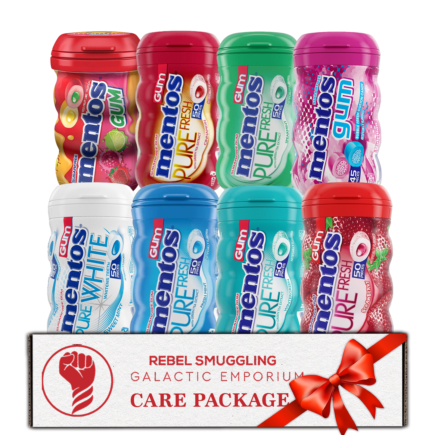 Mentos Gum Variety Pack - 8 Sugar Free Flavors Gift Basket