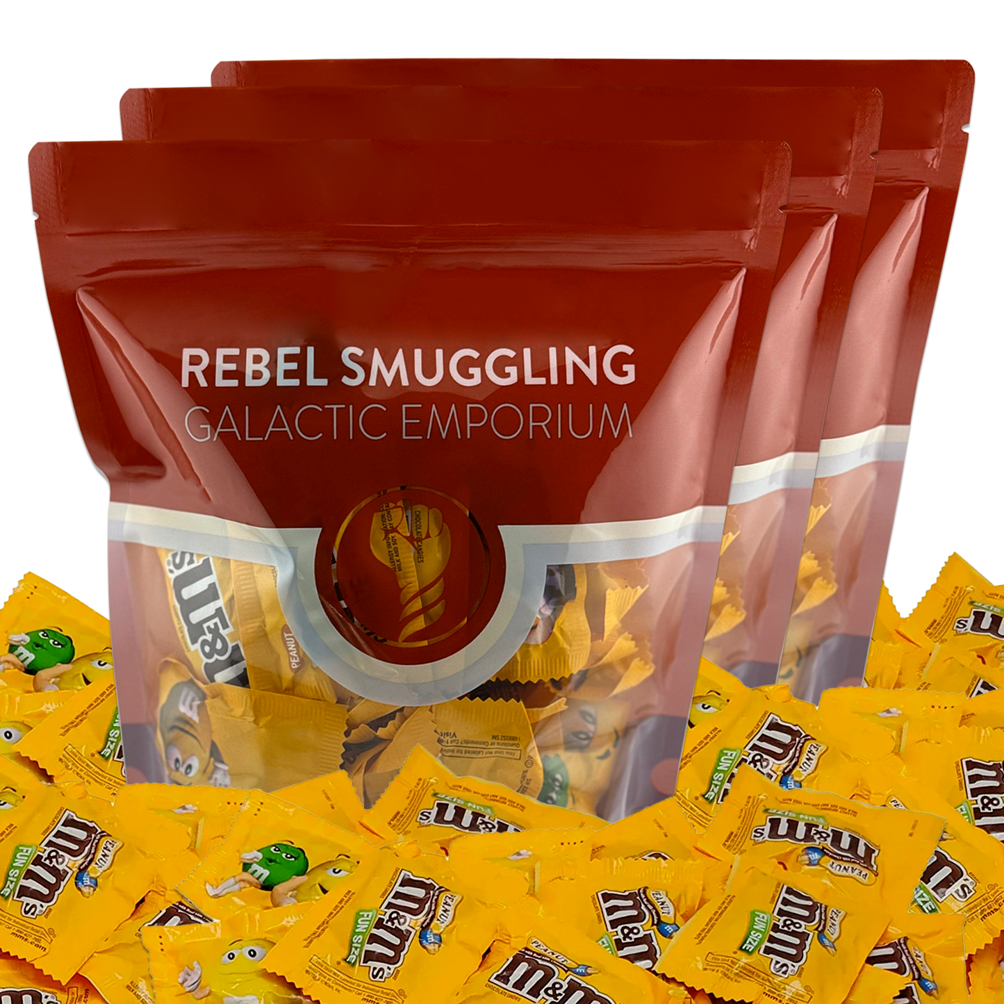 M&M's Fun Size Peanut Chocolate Candy Pieces Individual Packs Bulk 3 x 2LB Bags by Rebel Smuggling Galactic Emporium (6lbs Total)