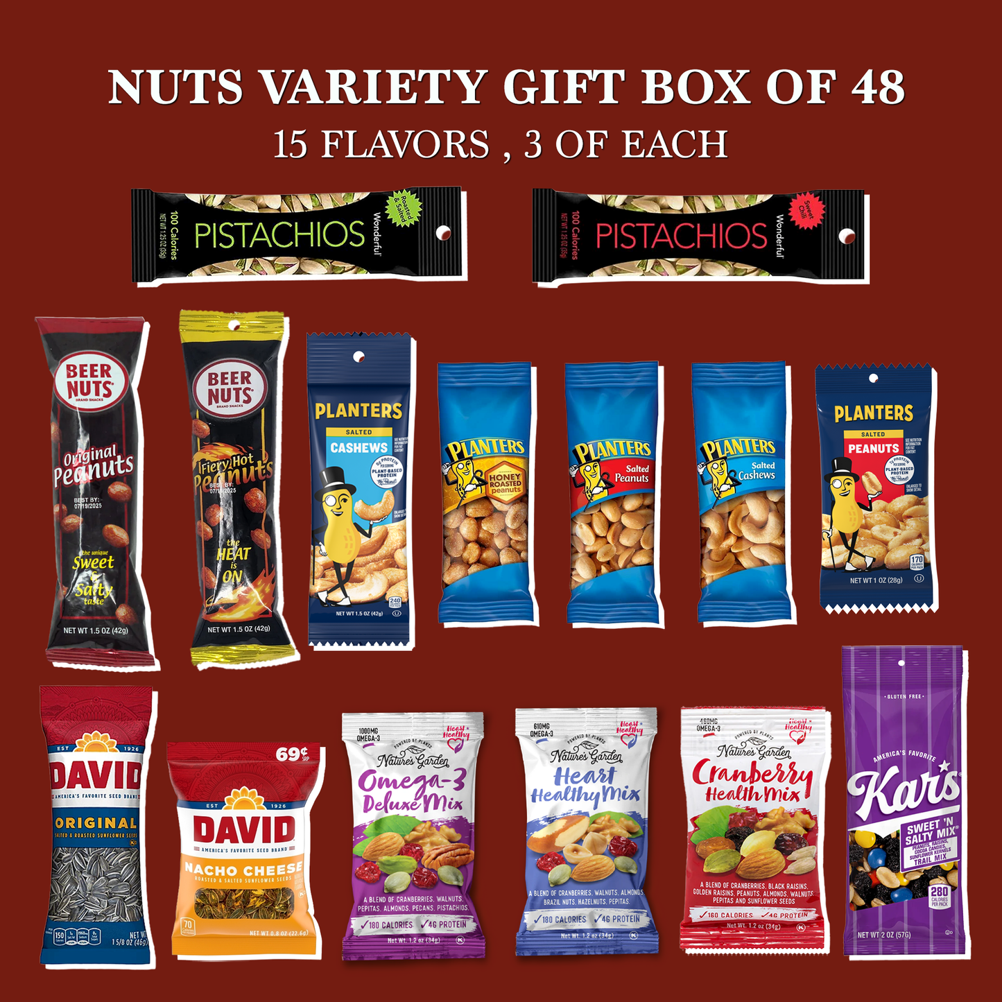 Nuts Variety 48 Pack Care Package Gift Basket by Rebel Smuggling Galactic Emporium