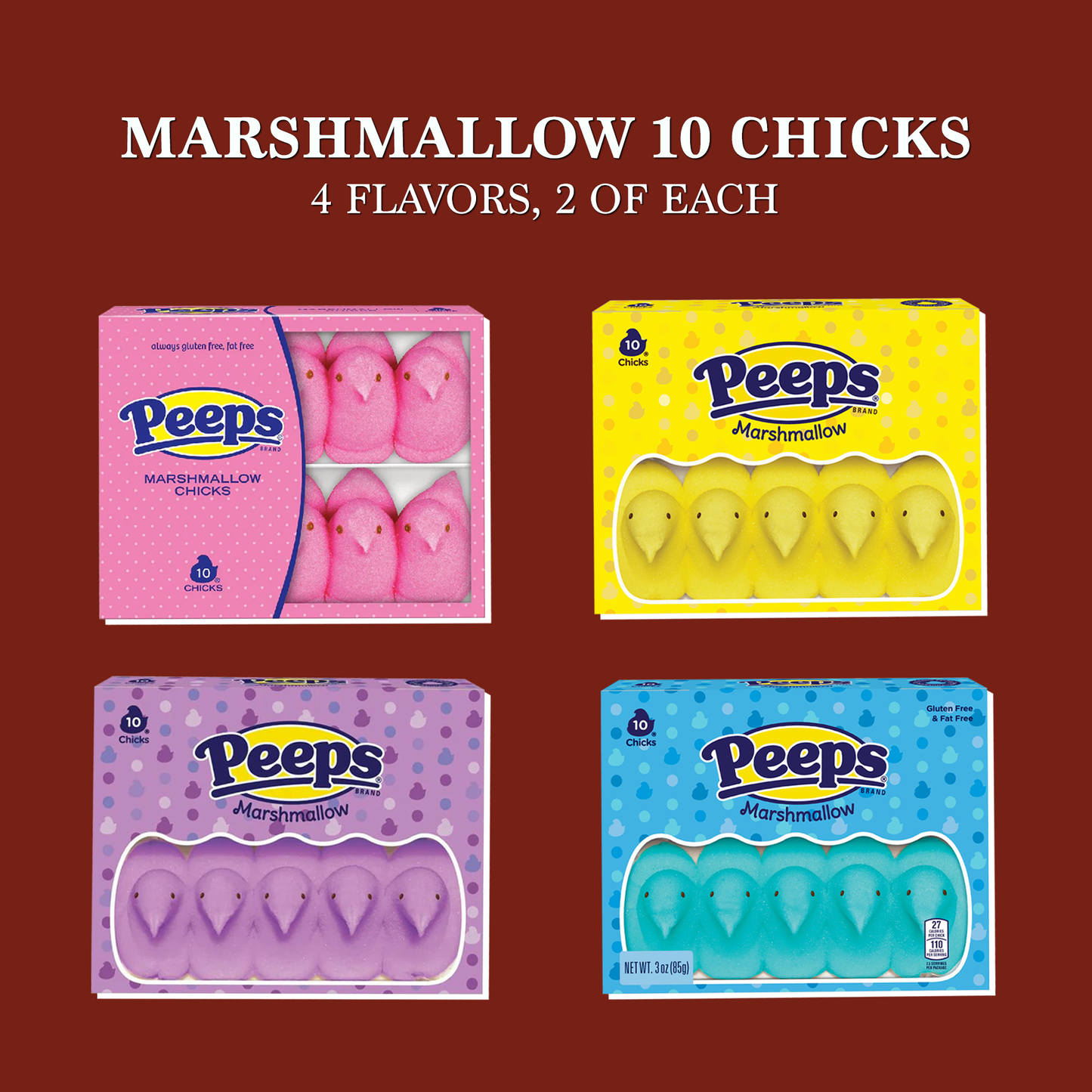 Easter Marshmallow Candy Variety 8 Pack (80 Chicks Total) Gift Basket Care Package by Rebel Smuggling Care Package