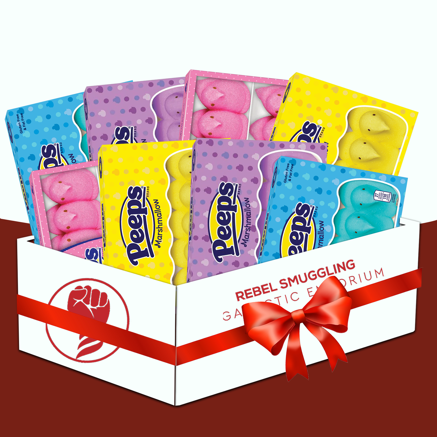 Easter Marshmallow Candy Variety 8 Pack (80 Chicks Total) Gift Basket Care Package by Rebel Smuggling Care Package