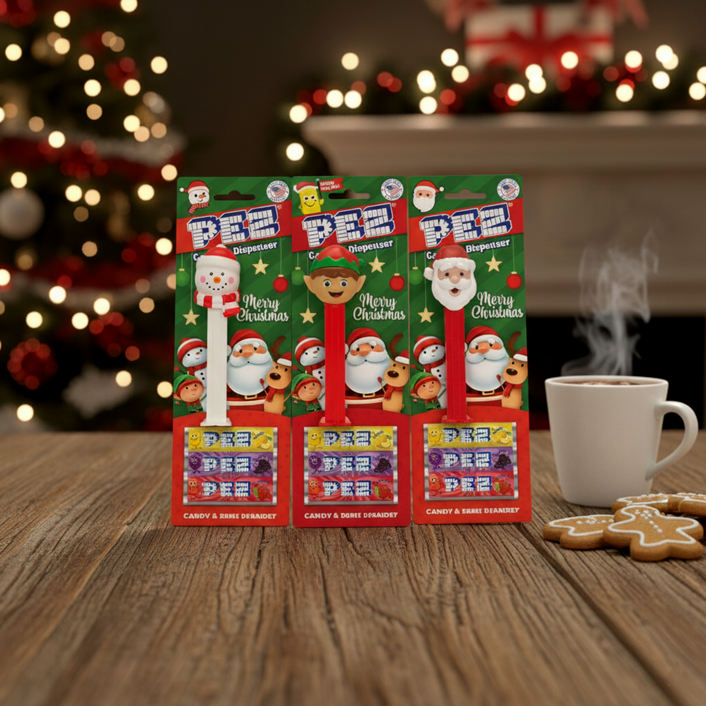 Pez Christmas Candy Dispensers Blister Pack of 3 Stocking Stuffer Candy