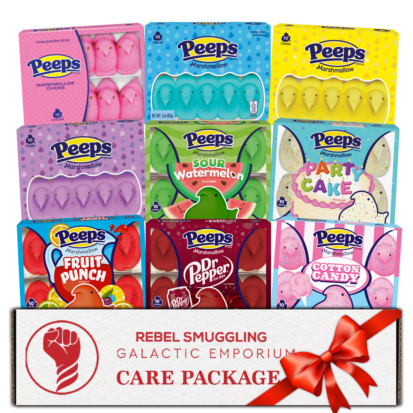 Peeps 10 Chicks Easter Peeps Marshmallow Candy Variety Pack of 9 (90 Peeps Total).