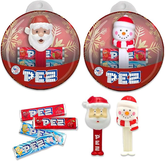 Pez Christmas Ornament 1 Santa and 1 Snowman Pack of 2