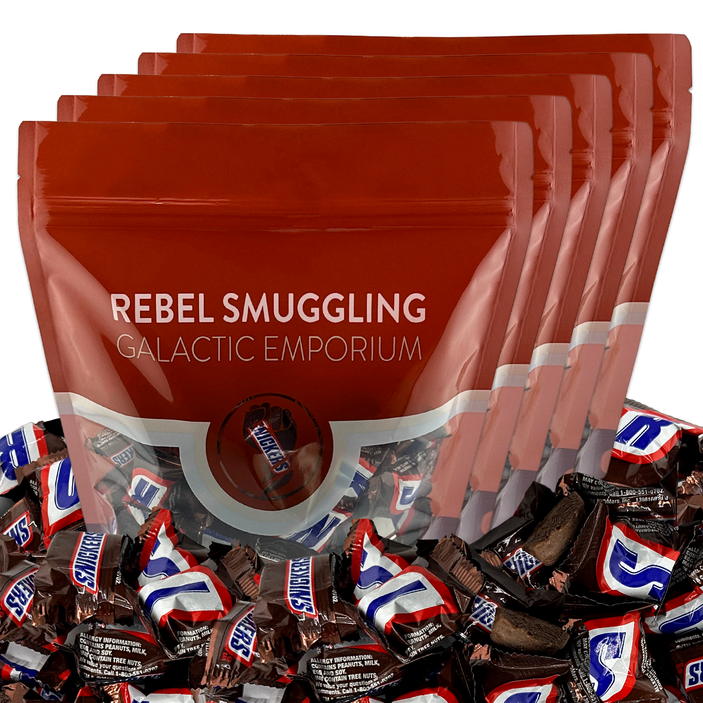 Snicker's Mini Chocolate Caramel Candy Bars Bulk 5 x 2LB Bags by Rebel Smuggling Galactic Emporium (10lbs Total)