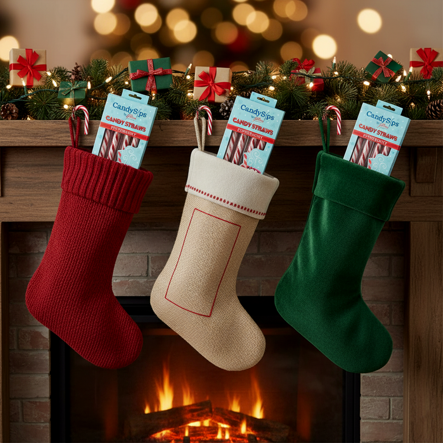 CandySips Gilliam Peppermint Candy Straws - Edible Stirrers (24 Straws, Pack of 3)