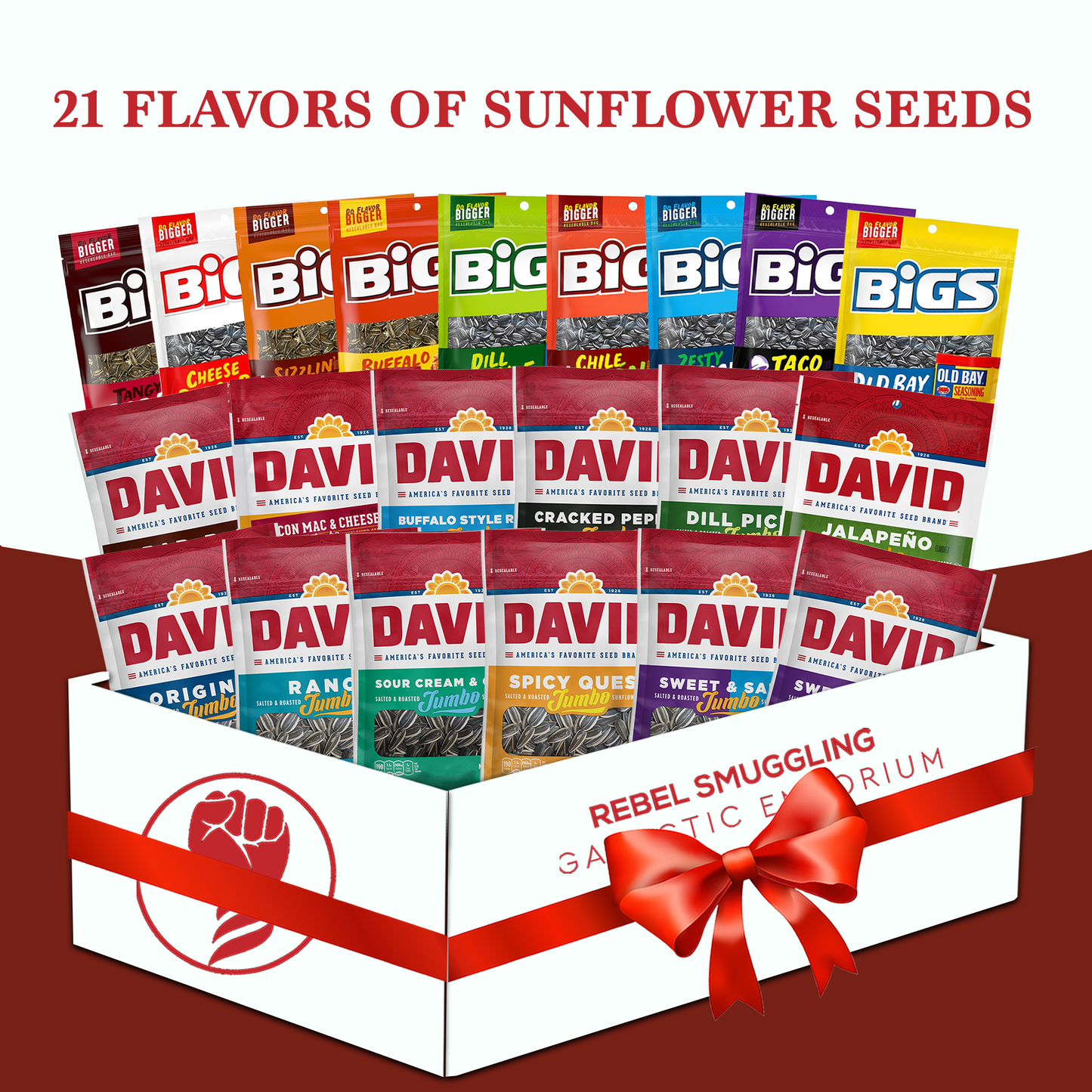 Sunflower Seeds Variety 21 Pack Care Package Gift Basket by Rebel Smuggling Galactic Emporium