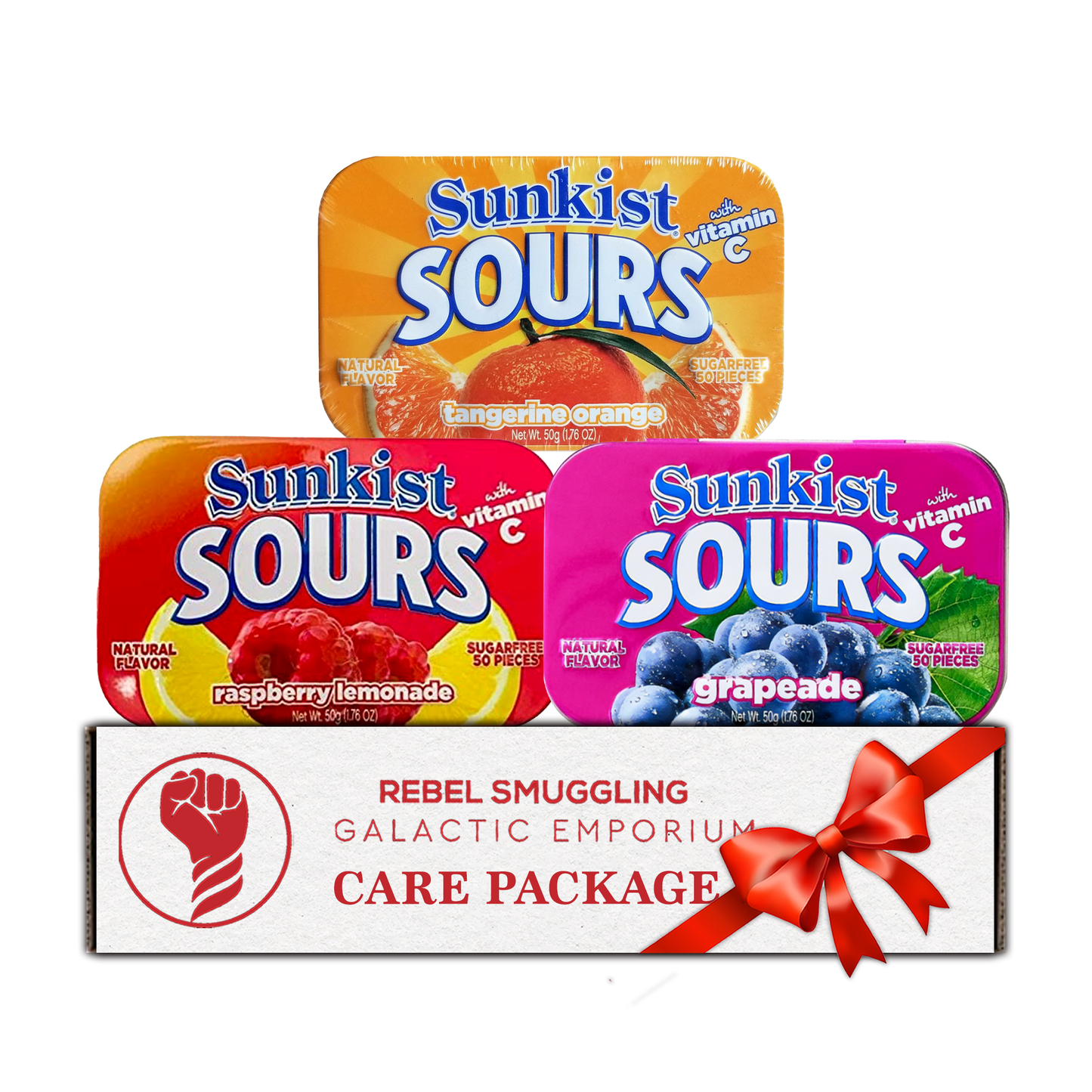 Sunkist Sours Variety Pack - 3 Sugar Free Sour Candy Flavors with Vitamin C