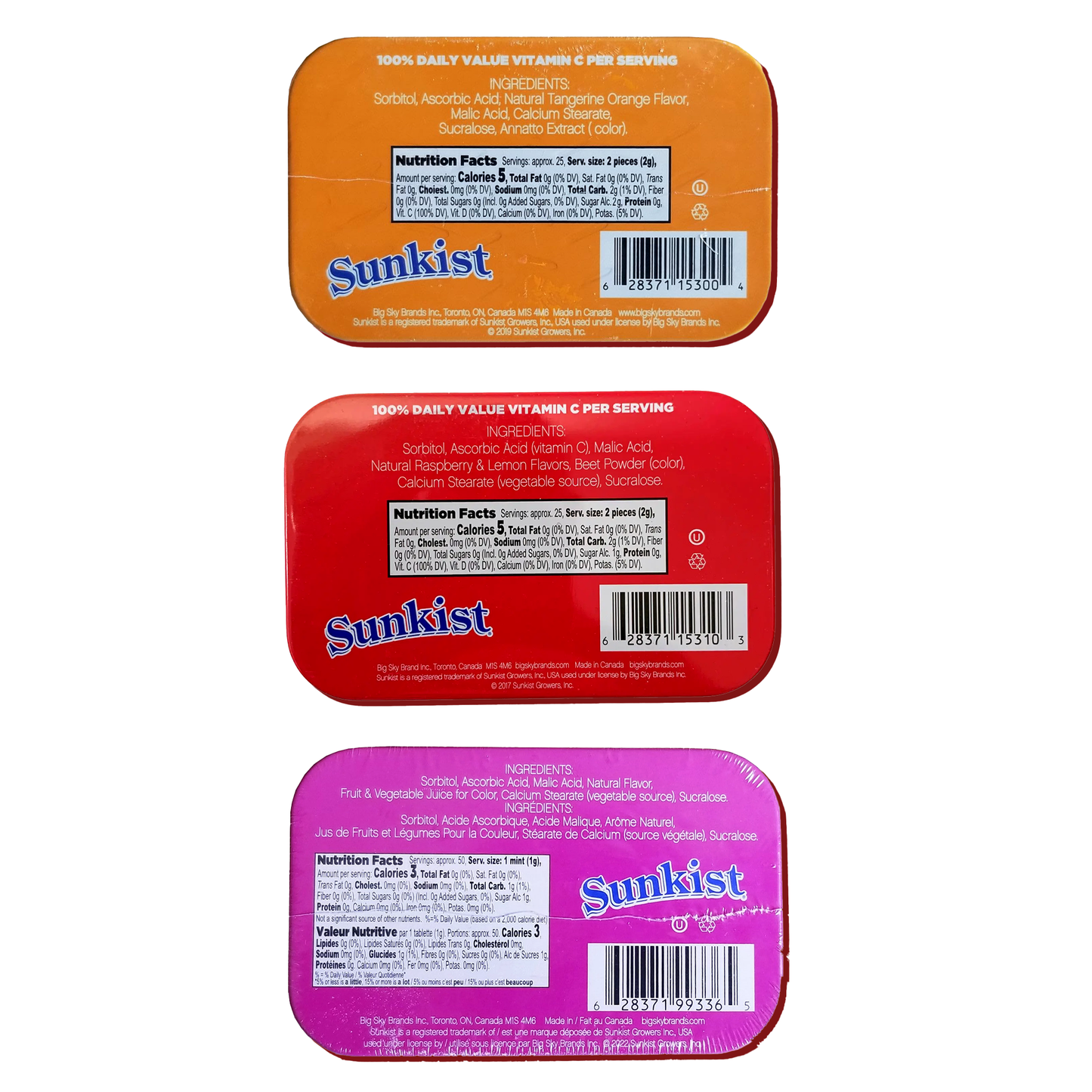Sunkist Sours Variety Pack of 3 Flavors