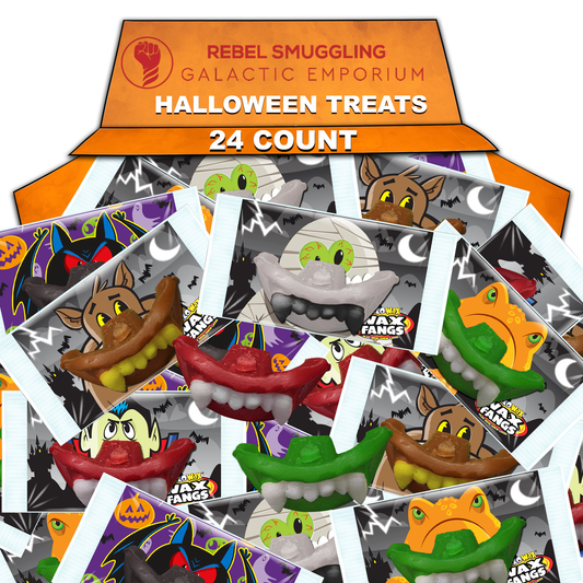 Halloween Spooky Wax Fangs Bulk 24 Pack Variety of Monster, Mummy, Vampire, Bat by Rebel Smuggling Galactic Emporium