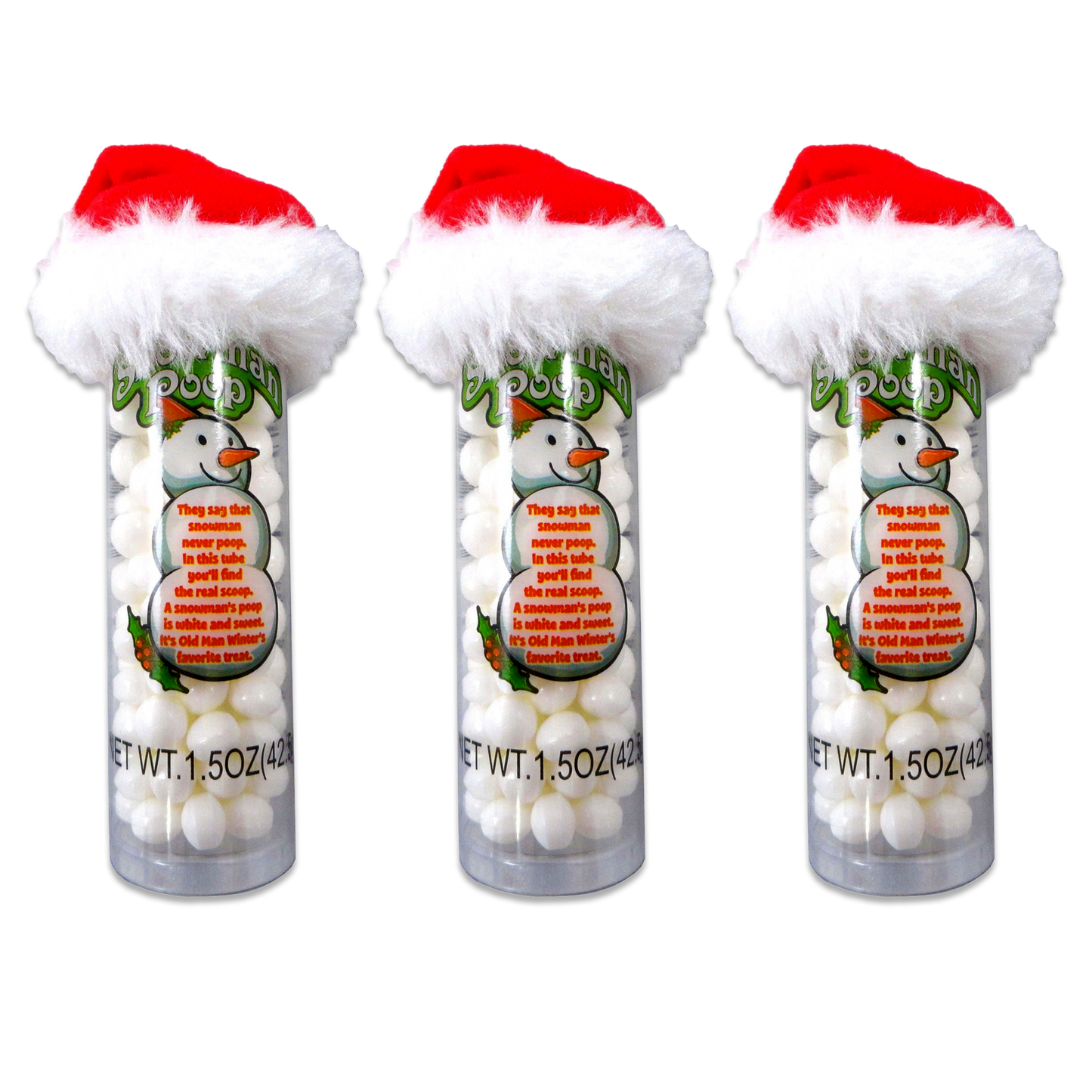 Snowman Candy Poop with Santa Hat 1.5oz (PACK OF 3)