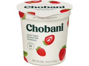 Chobani Non Fat Greek Yogurt Strawberry Blended 32oz (PACK OF 6)
