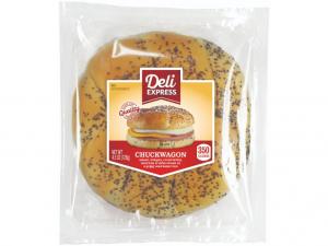 Deli Express Chuckwagon Sandwich, Poppy Seed Kaiser Bun (4.5 OZ, 10 Per Case)