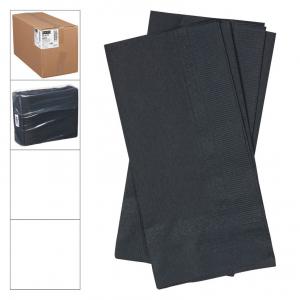 Lapaco 2 Ply Black Dinner Napkin, 15 1/2 x 16 inch - 1000 / case.