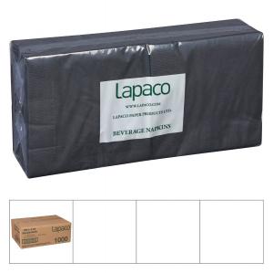 Lapaco 2 Ply Black Beverage Napkin, 200 Count / Pack - 5 / case.