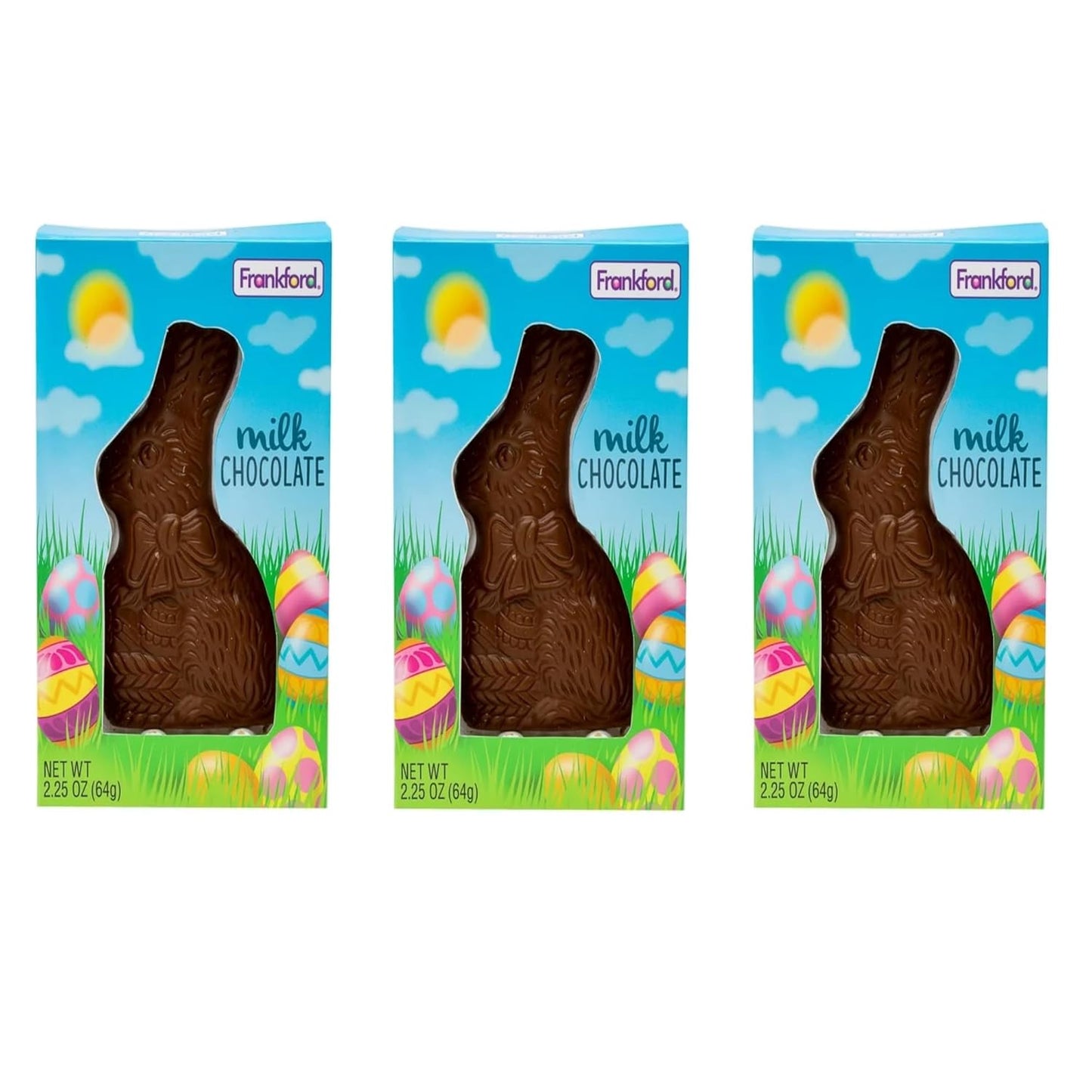 Frankford Chocolate Easter Bunny Bulk 3 Pack- Contains 3 Each of Milk Chocolate Bunny Easter 2.25oz, Easter Bunny Chocolate Candy, Easter Chocolate Bunny Bulk, Easter Chocolate Rabbit