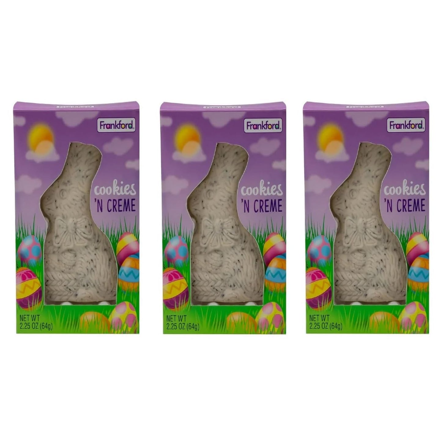 Frankford Cookies and Cream Chocolate Easter Bunny Bulk 3 Pack- Contains 3 Cookies and Cream Chocolate Bunny Easter 2.25oz, Easter Bunny Chocolate Candy, Easter Chocolate Bunny Bulk, Easter Chocolate Rabbit