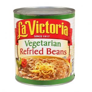 La Victoria Vegetarian Refried Beans - no. 10 can, 6 cans per cs