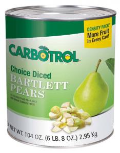 Carbotrol Diced Pears In Juice, Bulk Size Cans (104 Fl.Oz, 6 Per Case)