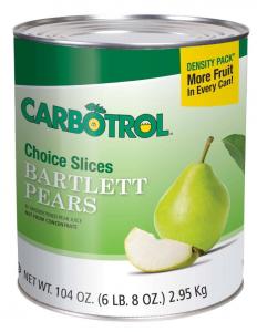 Carbotrol Slice Bartlett Pears, Pear Juice, Bulk Pack (104 Oz, 6 Case 10 Can)