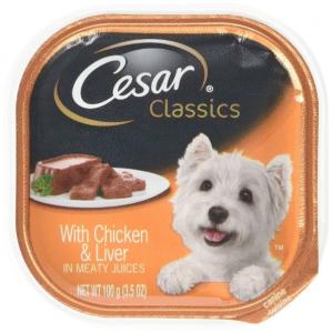 CESAR Wet Dog Food Classic Loaf in Sauce Chicken & Liver Recipe, (24) 3.5 oz. Trays