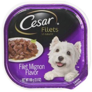 Cesar Gourmet Filets Wet Dog Food Filet Mignon Flavor, (Pack Of 24) 3.5-Oz Trays