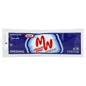 Miracle Whip Dressing Packets - 200 Case 7/16 Ounce