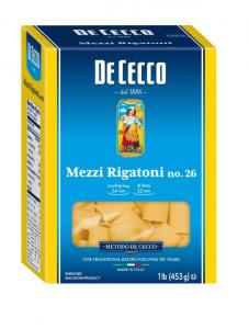 De Cecco Enriched Macaroni Mezzi Rigatoni, Ready-To-Cook (1 lbs, 12 Per Case)