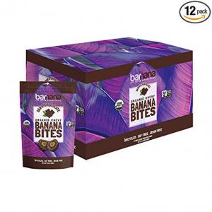 Organic Dark Chocolate Chewy Banana Bites - 3.5 Ounce (12 Count) - Delicious Barnana Coated Potassium Rich Banana Snacks