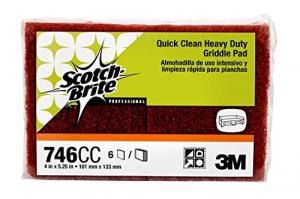 Scotch-Brite 746 Quick Clean Heavy Duty Griddle Pad, 5-1/4" Length x 4" Width x 0.8" Thick (Case of 15)