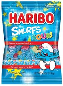 Haribo Gummi Candy, Sour Smurfs, 4 oz. Bag (Pack of 12)