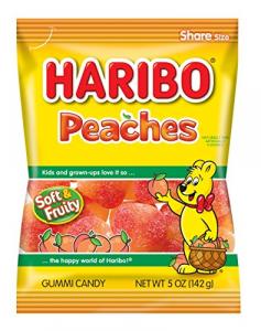 Haribo Gummi Candy, Peach Flavour Candy Bag (5 Ounces, Pack of 12)