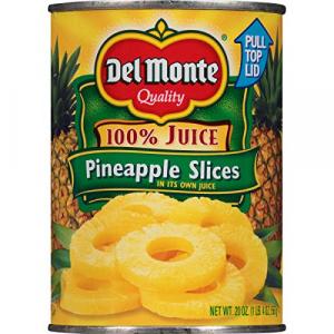 Del Monte Canned Pineapple Slices in 100% Juice, 20-Oz (12 Pack)