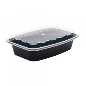 Cubeware CR-928B Rectangular Plastic Containers 28Oz Black & Cle