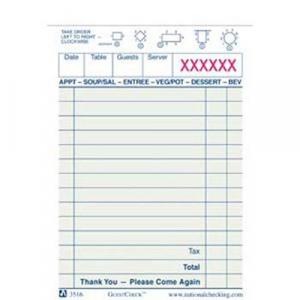 National Checking 3516SP Guest Checks, One Part