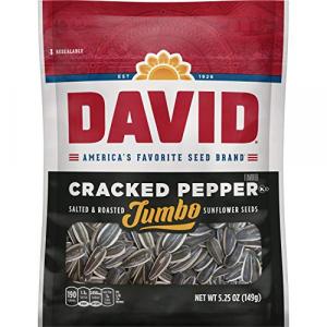 DAVID Roasted and Salted Cracked Pepper Jumbo Sunflower Seeds, 5.25 oz