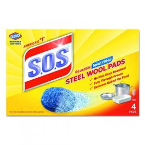 S.O.S. 98041 Steel Wool Soap Pad, 4 per Box (24 Boxes per Carton)