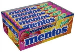 Mento Chewy Mints Fruit - box of 15 rolls, 24 boxes per case