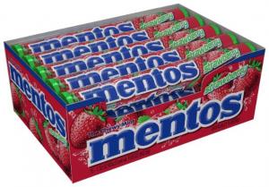 Mentos Chewy Mints Strawberry - box of 15 rolls, 24 boxes per cs