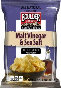 Boulder Canyon Kettle Cooked Potato Chips, Malt Vinegar & Sea Salt 1.5 Oz Pack