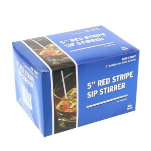 Royal 5" White with Red Stripe Sip Straw, Case of 10,000