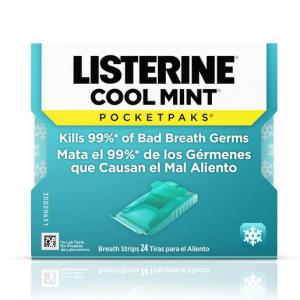 Listerine PocketPaks Cool Mint Flavored Breath Strip 24Each 12Count (PACK OF 12)
