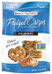 Snack Factory Pretzel Crisps Original Deli Style Pretzel Crackers, 14 OZ,12/Case