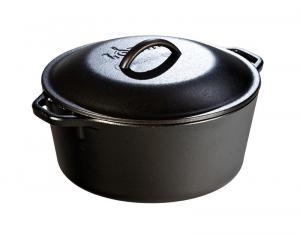 Lodge 5 Quart Cast Iron Dutch Oven. Pre-Seasoned Pot with Lid and Dual Loop Handle