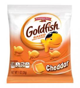 Pepperidge Farm Cheddar Flavor Goldfish Crackers, 1 Ounce Single Serve Package (Pack of 60)