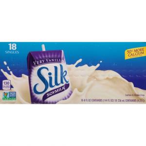 Silk Soymilk, Very Vanilla, Vitamins A, C, D, B6 & B12 (8.25 Oz, Pack Of 18)