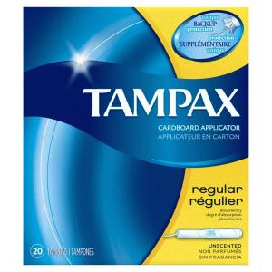 Tampax Cardboard Applicator Unscent Regular Tampon 20Count (CASE OF 4 OF 6 PACK)