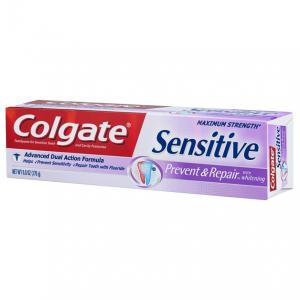 Colgate Sensitive Toothpaste - Prevent & Repair - Gentle Mint Paste - Net Wt. 6.0 OZ (170 g) Per Tube - Pack of 4 Tubes