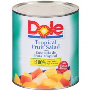 Dole Tropical Fruit Salad In 100% Fruit Juice, No Sugar Added (106 OZ, 6/Case)
